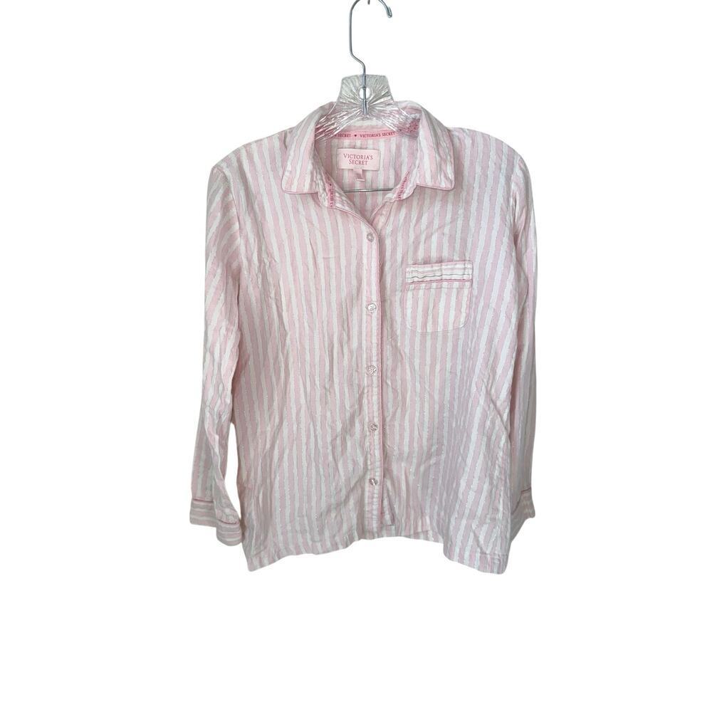 Victoria’s Secret Pink and White Strip Long Sleeve Pajama Top Size XS